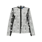 Macgraw Dorothea Top in Black and white floral embroidery