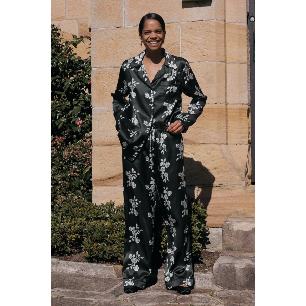 Macgraw ‘He loves me’ PJ set in Black Rose, view 3