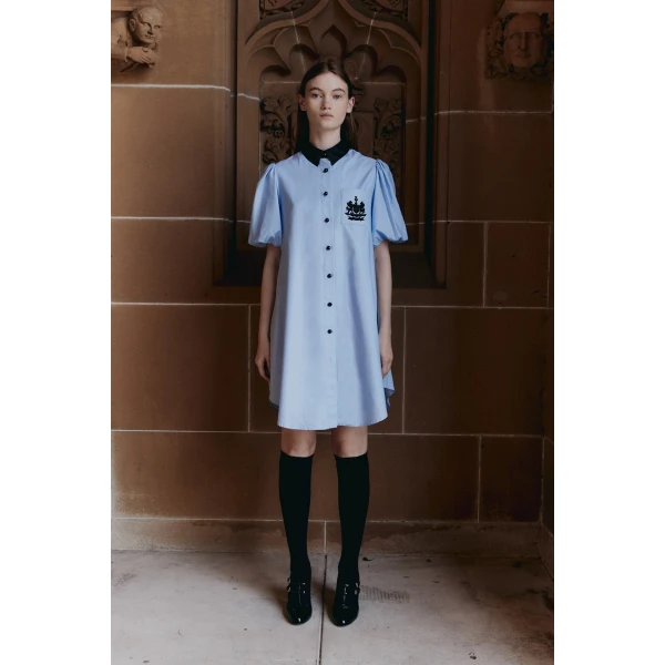 Macgraw Ivy League Dress in blue cotton, view 2