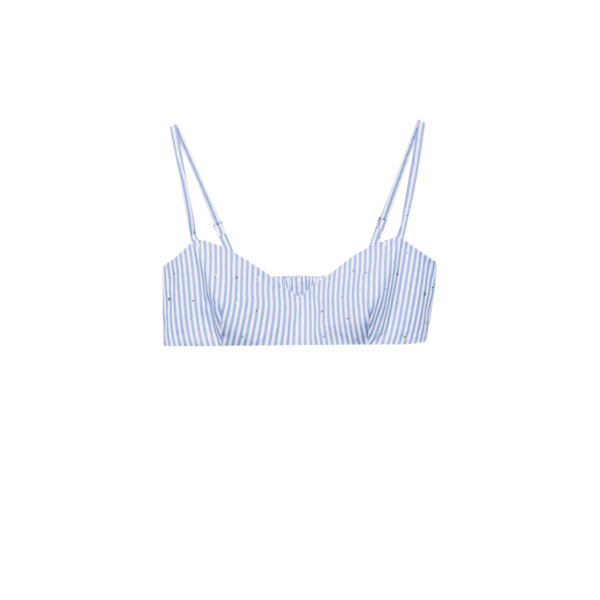 Macgraw Literature Bralette in blue and white stripe