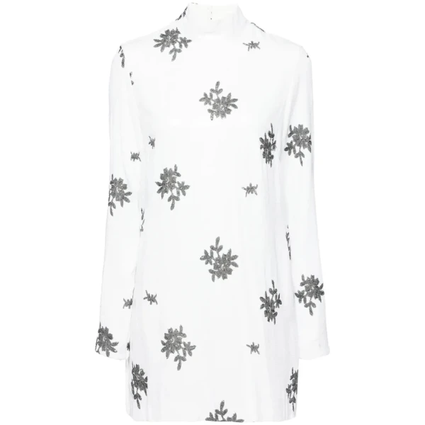 Melancholy Dress in white and black floral sequin