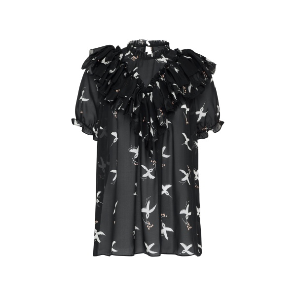 Macgraw Migration Top in Bird Print