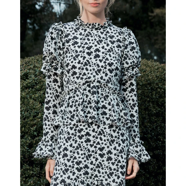 Macgraw Parterre Dress in Black Print, view 5