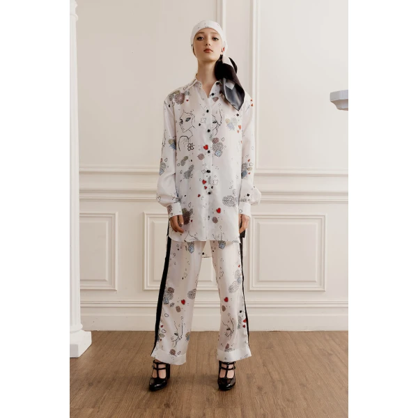 Macgraw Rythmic Shirt in white print, view 2