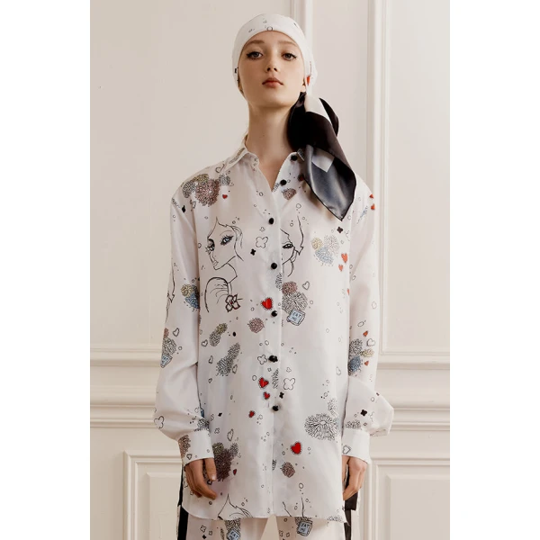 Macgraw Rythmic Shirt in white print, view 3