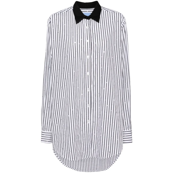 Macgraw Truth Shirt in black and white stripe with diamanté