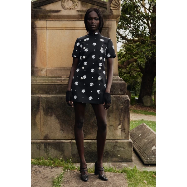 Macgraw Virtue Dress in Black and white Floral, view 2