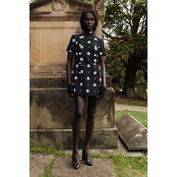 Macgraw Virtue Dress in Black and white Floral, view 3