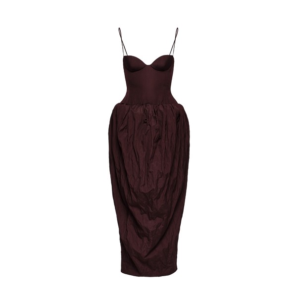 Magda Butrym Bustier dress with voluminous skirt in brown
