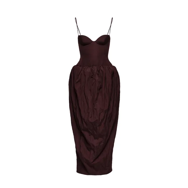 Magda Butrym Bustier dress with voluminous skirt in brown