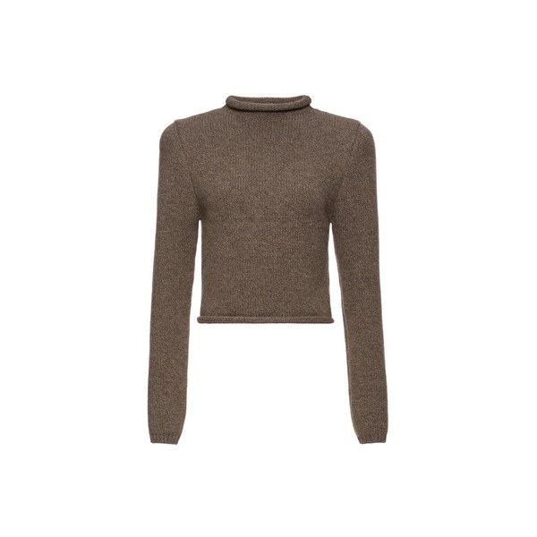 Magda Butrym Cashmere sweater with hand-embroidered logo in beige