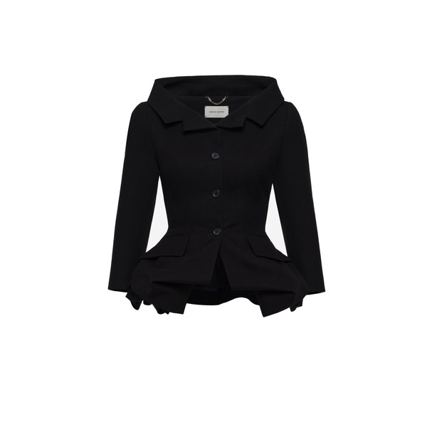 Magda Butrym Cotton blazer with rose peplum in black