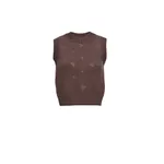 Magda Butrym Cotton turtleneck vest with embroidered roses in brown