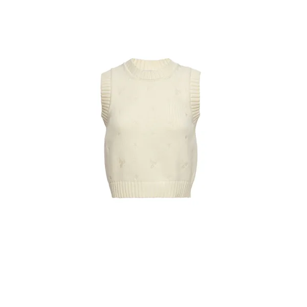 Magda Butrym Cotton vest with embroidered roses in cream