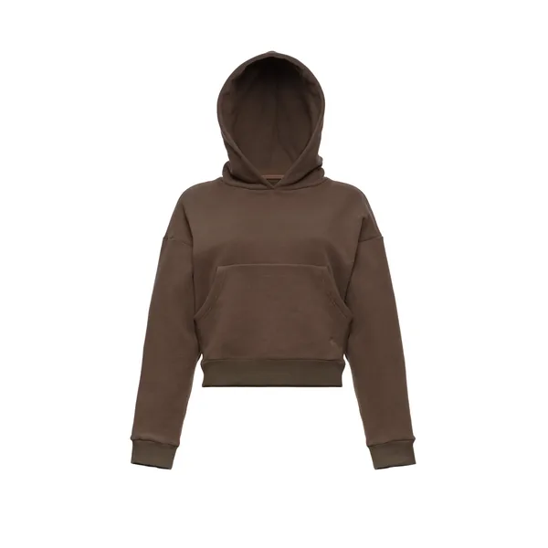 Magda Butrym Cropped cotton hoodie with monogram embroidery in grey