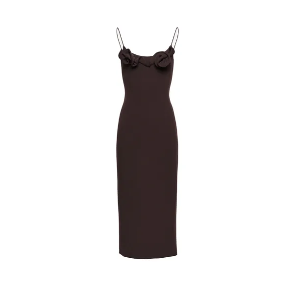 Magda Butrym Floral appliqué strap midi dress in brown