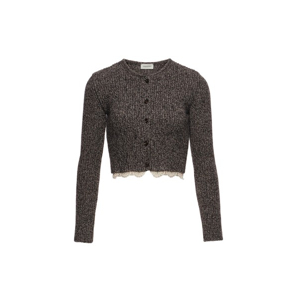 Magda Butrym Long-sleeve crochet-trim cropped cardigan in black