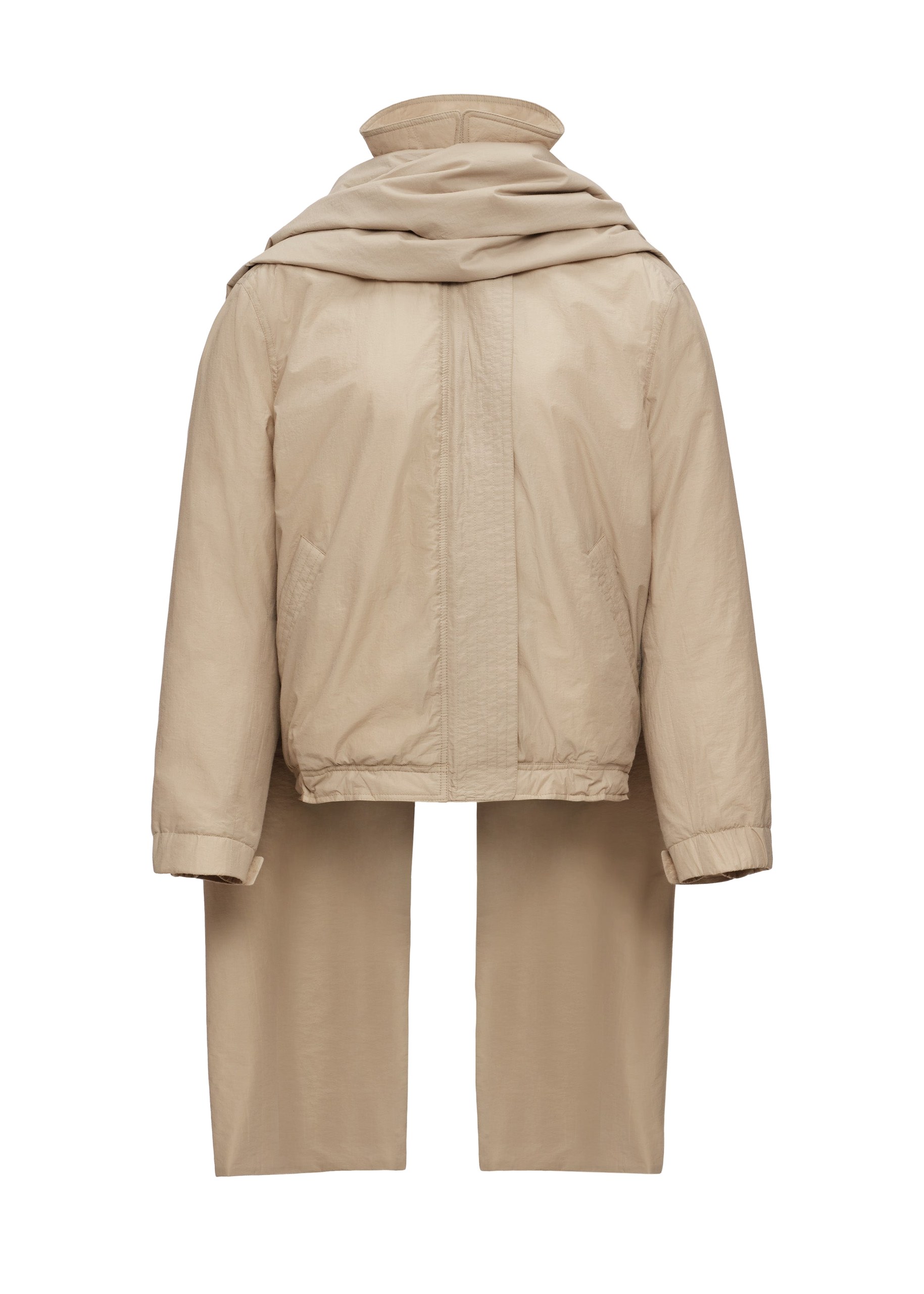 Magda Butrym Padded jacket with scarf in beige | Jackets at Coveti Magda Butrym Padded jacket with scarf in beige