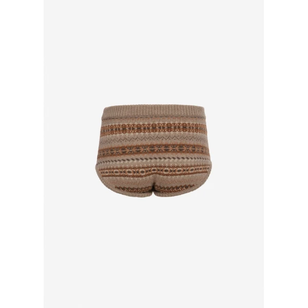 Magda Butrym Patterned cashmere shorts in camel, view 5