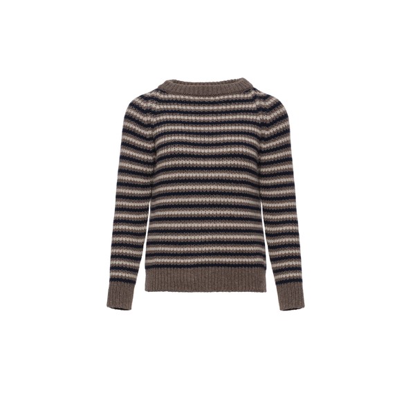 Magda Butrym Round-neck striped wool sweater in dark beige