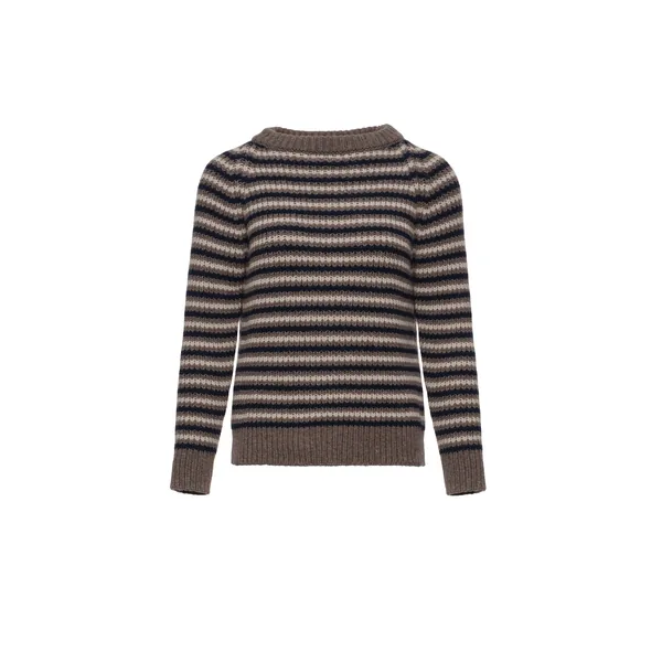 Magda Butrym Round-neck striped wool sweater in dark beige