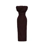 Magda Butrym Sculptural neckline fitted dress in brown