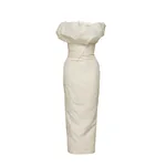 Magda Butrym Sculptural neckline fitted dress in cream
