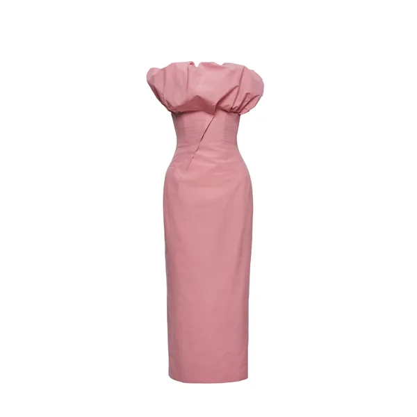 Magda Butrym Sculptural neckline fitted dress in pink