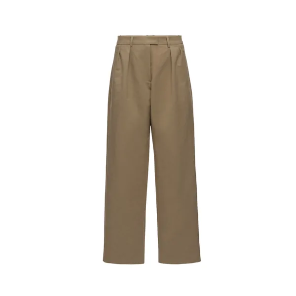 Magda Butrym Straight-leg cotton trousers with front pleats in khaki