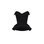 Magda Butrym Strapless cotton blouse with rose peplum in black