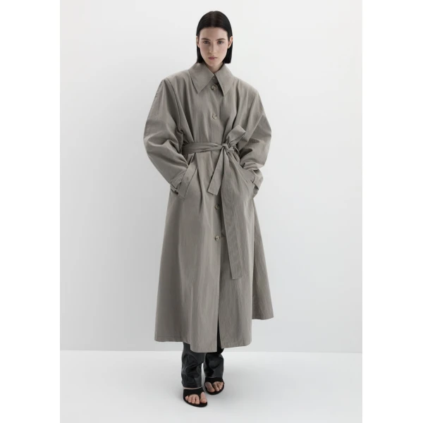 Magda Butrym Trench coat with extended collar in grey, view 2