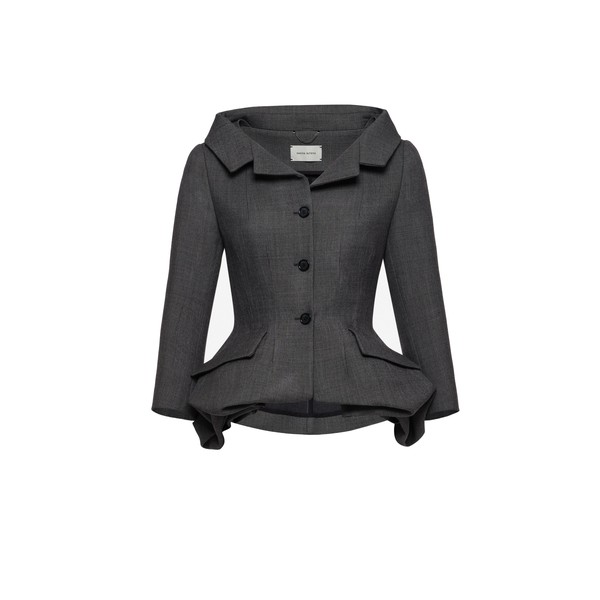 Magda Butrym Wool blazer with rose peplum in grey