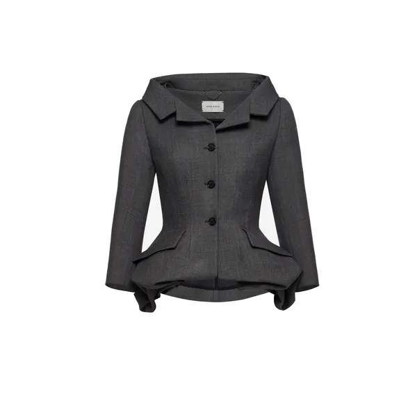 Magda Butrym Wool blazer with rose peplum in grey