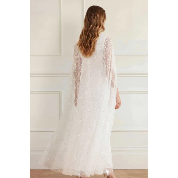 Needle and Thread Heart Lattice Ankle Gown in Chalk/Dusk Pink, view 5