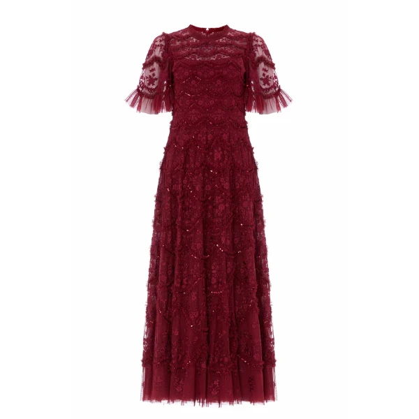 Lily Bloom Ankle Gown in Garnet
