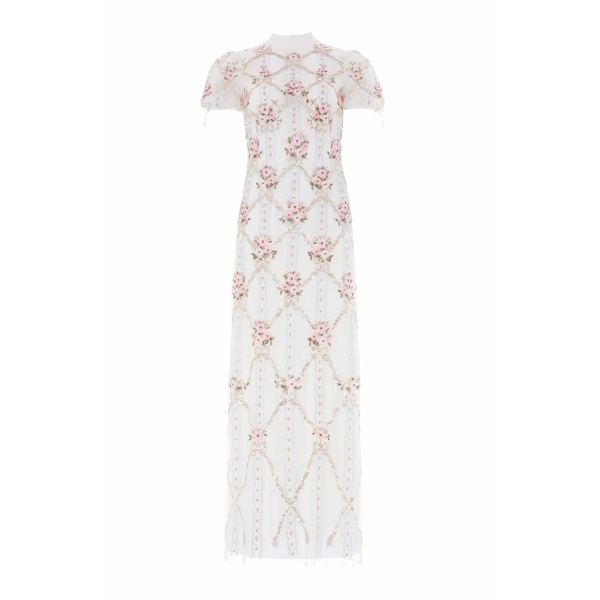 Needle and Thread Lovers Lace Ribbon Gown in Chalk