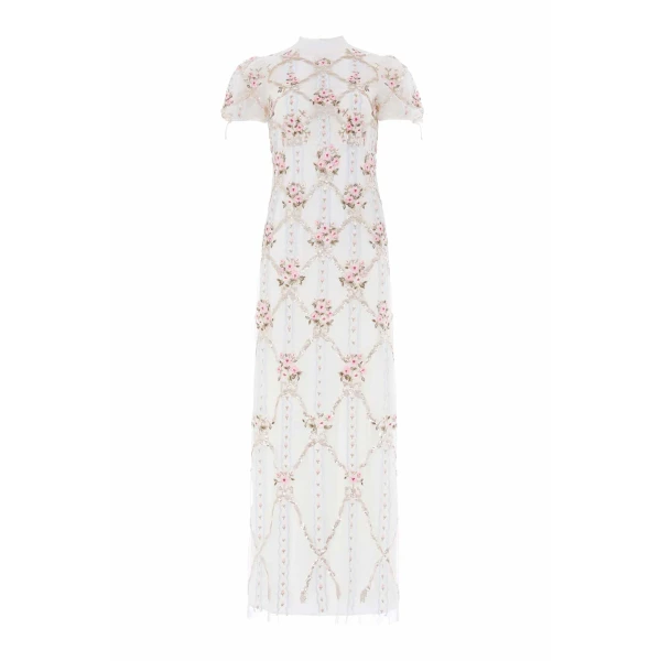 Lovers Lace Ribbon Gown in Chalk