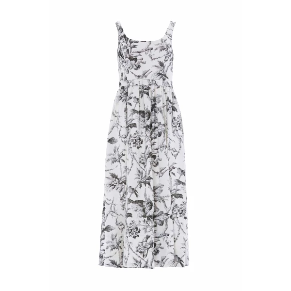 Marie Toile De Jouy Jacquard Ballerina Dress in Moonshine/Graphite