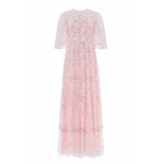 Needle and Thread Rococo Ribbon Round Neck Gown in Dusk Pink