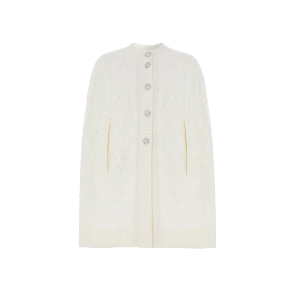 Needle and Thread Sylvie Cable Jewelled Cape in Cream