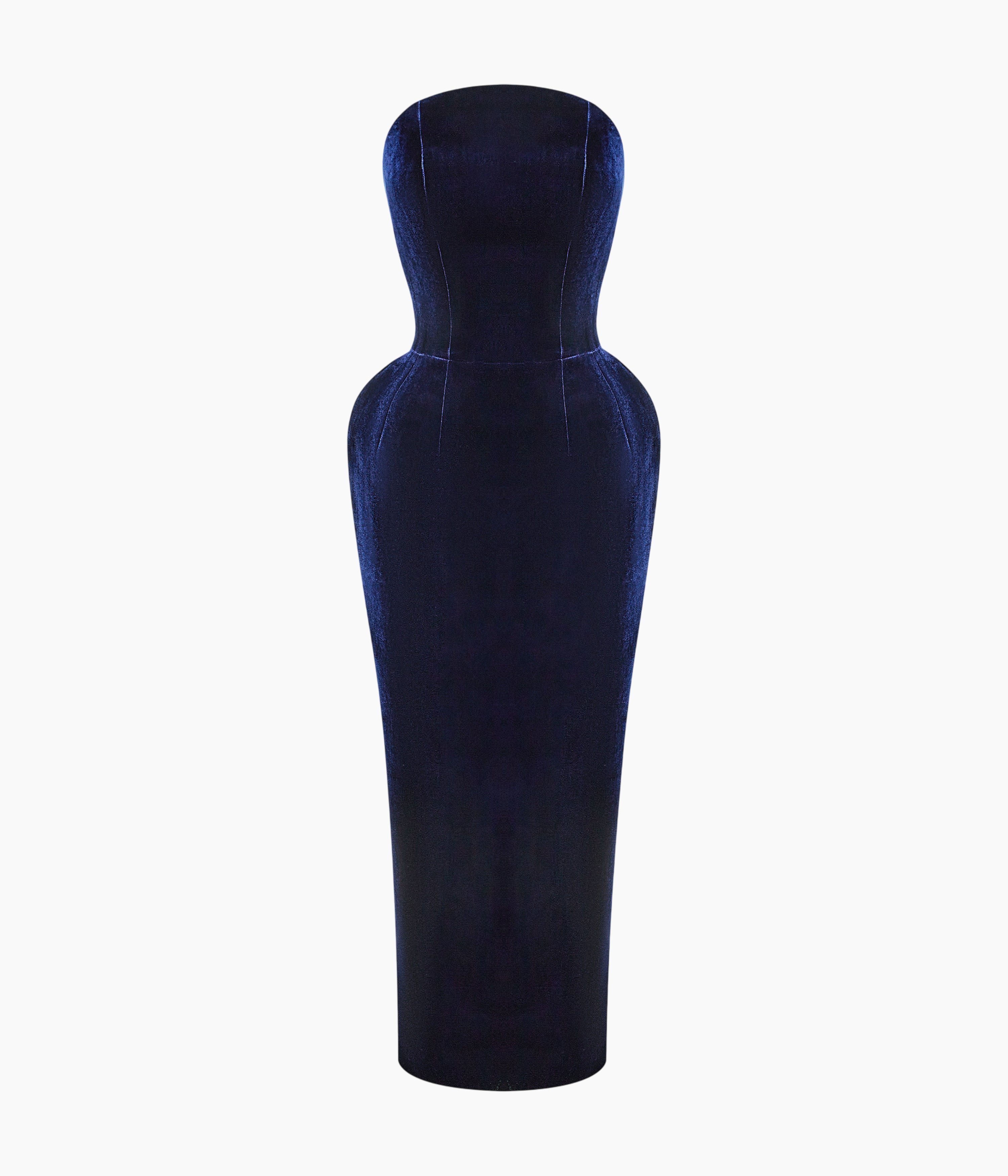 Velvet off-shoulder corset dress in Dark Blue