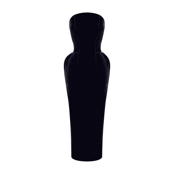 Rasario Velvet off-shoulder corset dress in Black