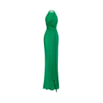 Rasario Viscose crepe maxi dress with train in Green