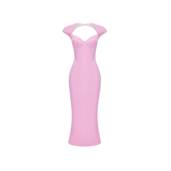 Rasario Viscose crepe midi dress in Light Pink