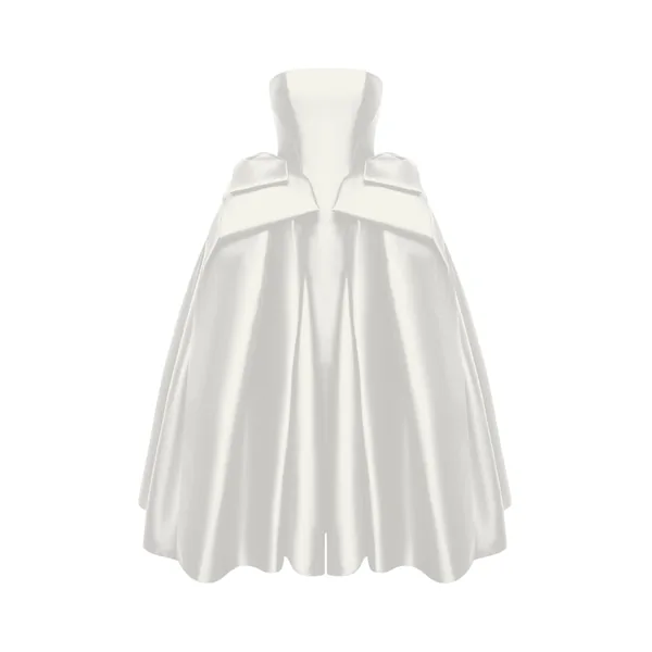 Rasario Satin Midi Dress with Sculptural Bow Details in White