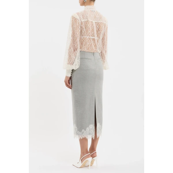 flocked spot lace