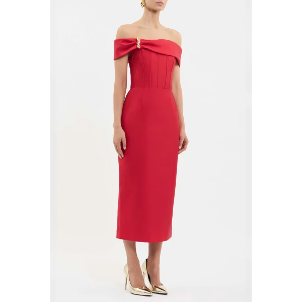 Rebecca Vallance Red midi dress