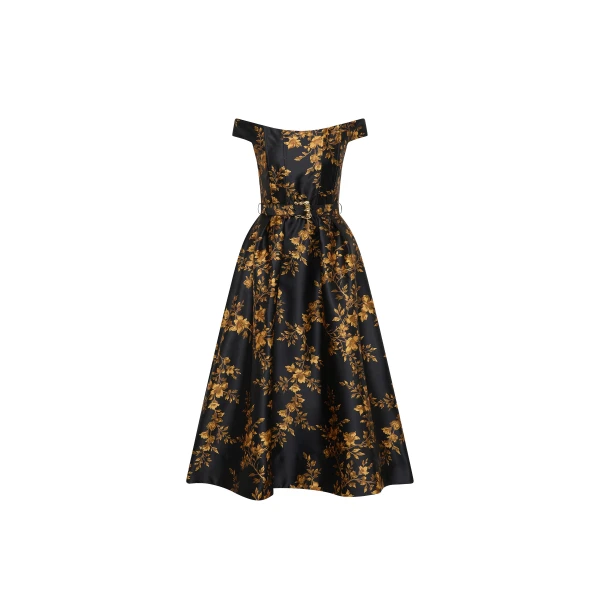 Rebecca Vallance Gilded Floral Midi Dress