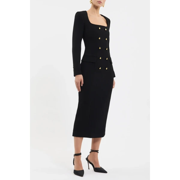 Rebecca Vallance Black midi dress