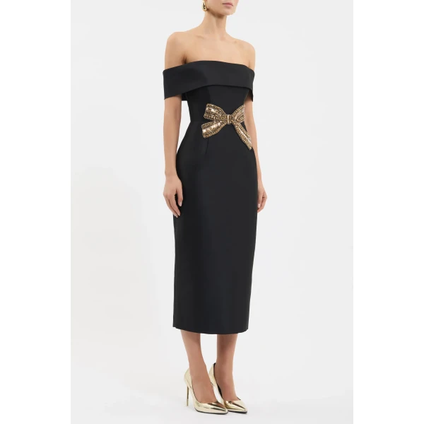 Rebecca Vallance Black midi dress